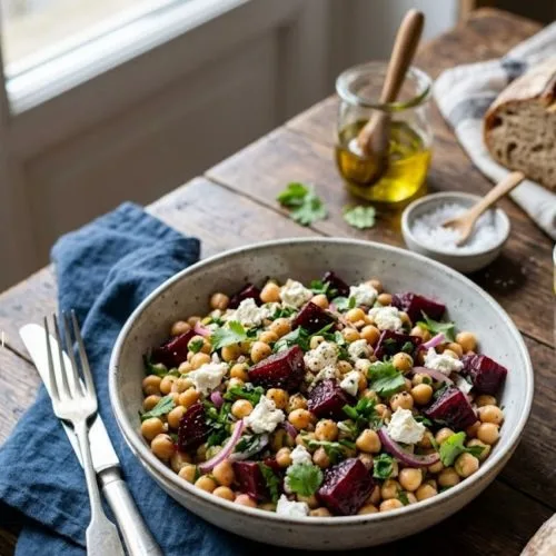 Salade de pois chiches à la betterave et féta