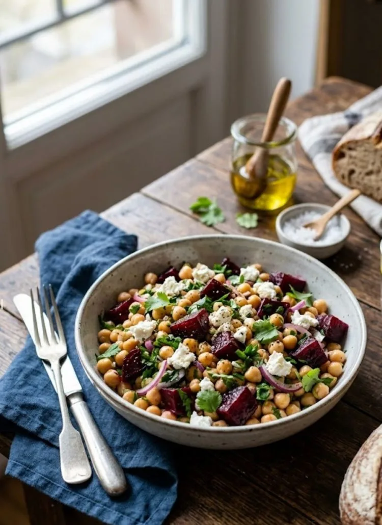 Salade de pois chiches à la betterave et féta