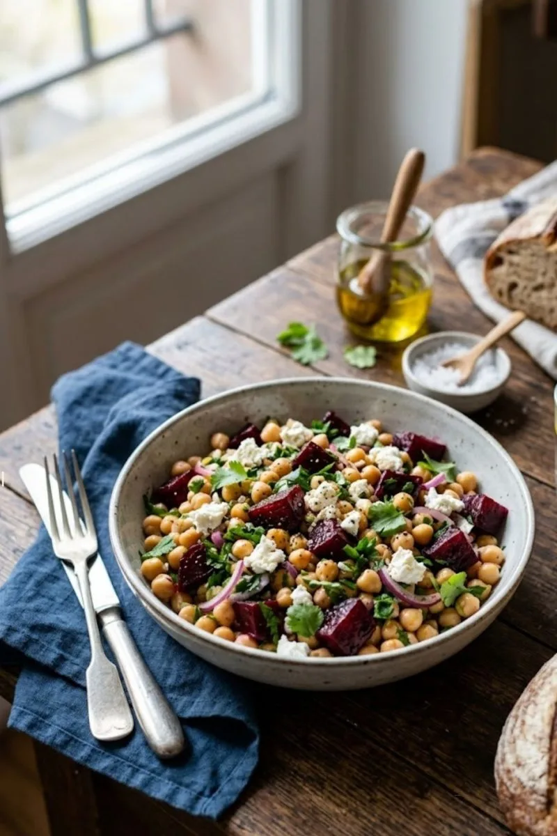 Salade de pois chiches à la betterave et féta