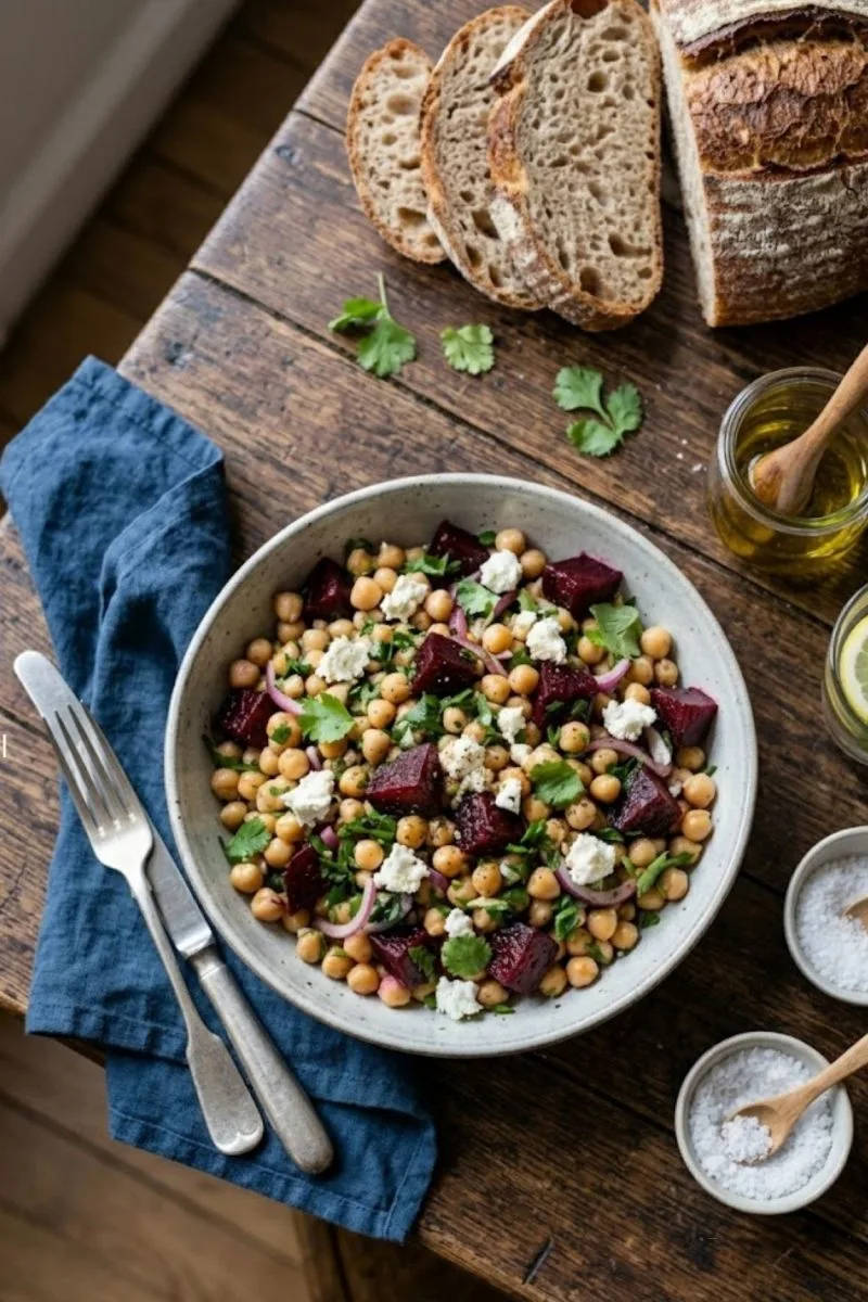 Salade de pois chiches à la betterave et féta