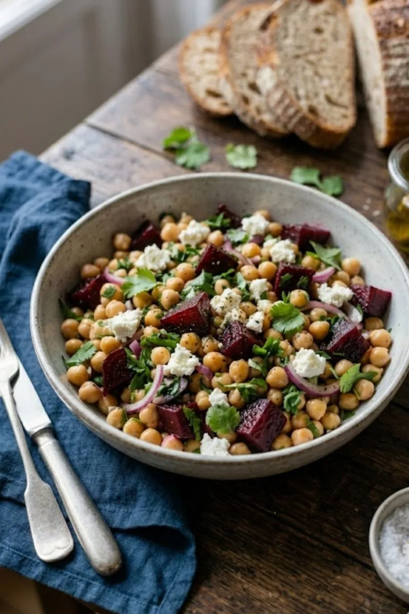 Salade de pois chiches à la betterave et féta
