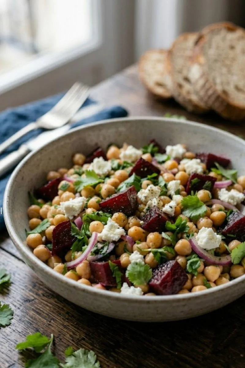 Salade de pois chiches à la betterave et féta