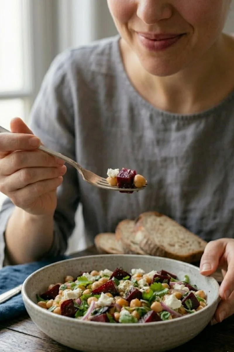 Salade de pois chiches à la betterave et féta