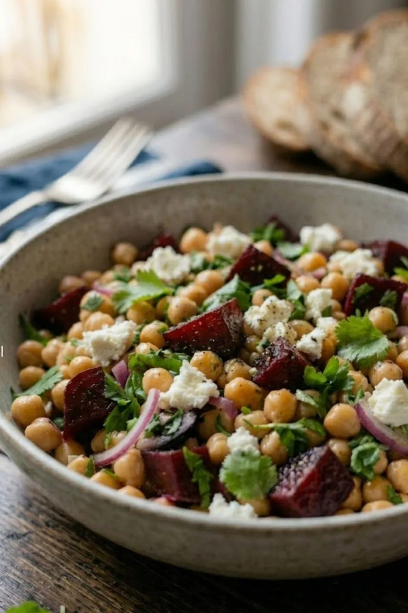 Salade de pois chiches à la betterave et féta