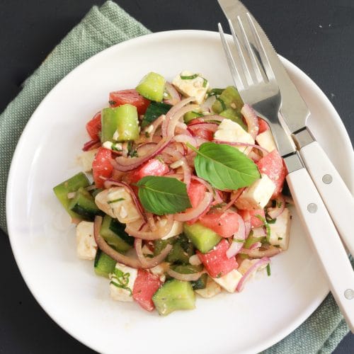salade de concombre et pastèque