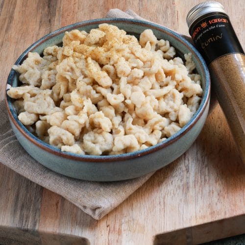 Spätzles au cumin à la crème de munster