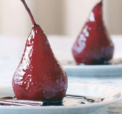 poires au vin rouge