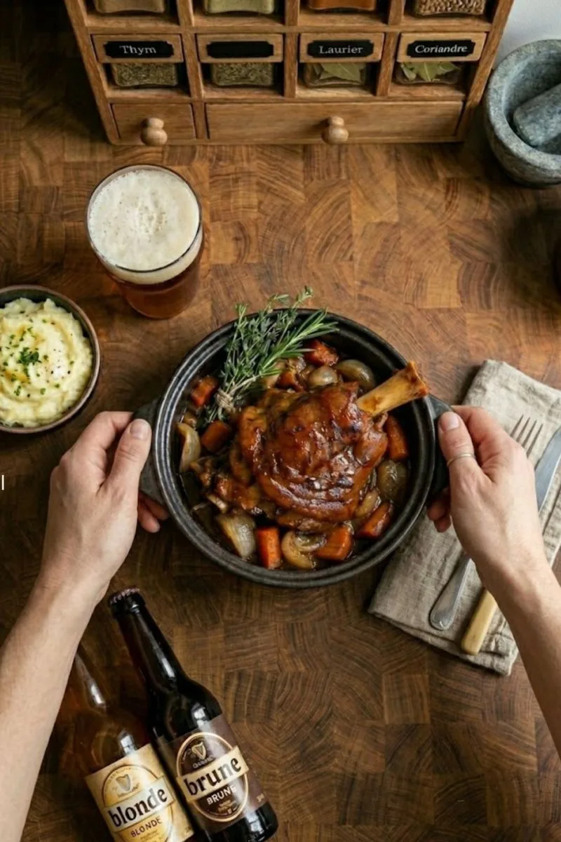 Jarret de porc braisé à la bière : Le secret d'une viande incroyablement fondante. 1 Jarret braisé à la bière.jpg