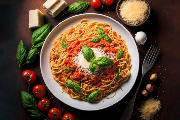 Spaghetti à la sauce tomate et basilic Spaghetti à la sauce tomates et basilic