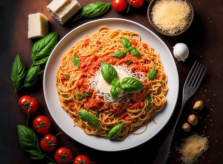Spaghetti à la sauce tomates et basilic