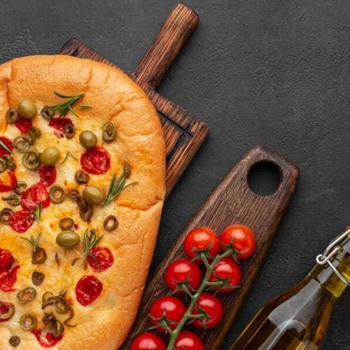 Foccacia aux tomates et olives