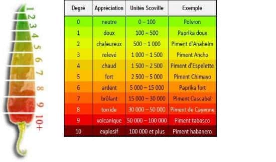 l'échelle de Scoville