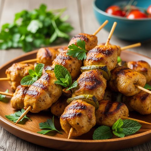 Brochettes de poulet mariné aux épices