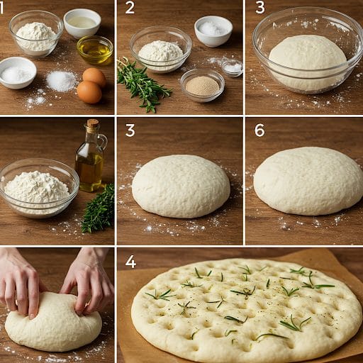 étapes de la focaccia étapes de la focaccia