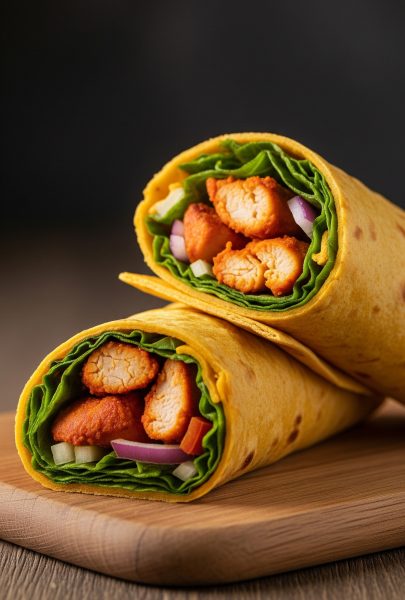 Wraps au poulet et épices tandoori Wraps au poulet et épices tandoori