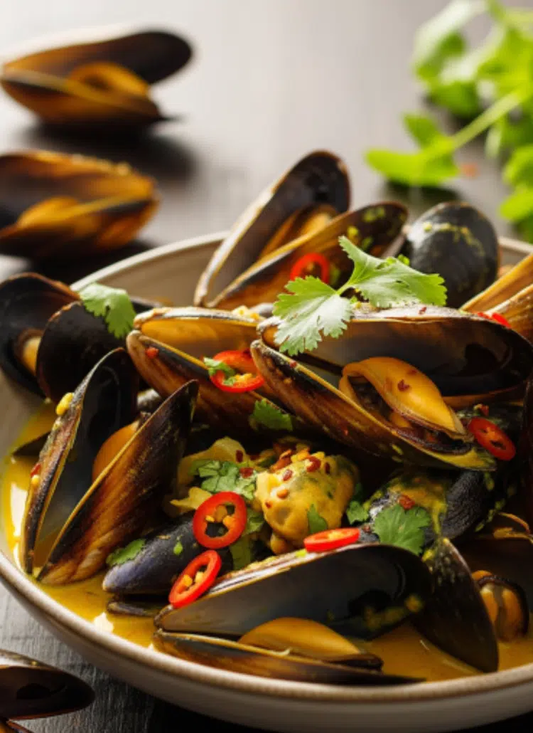 Moules marinières au curry