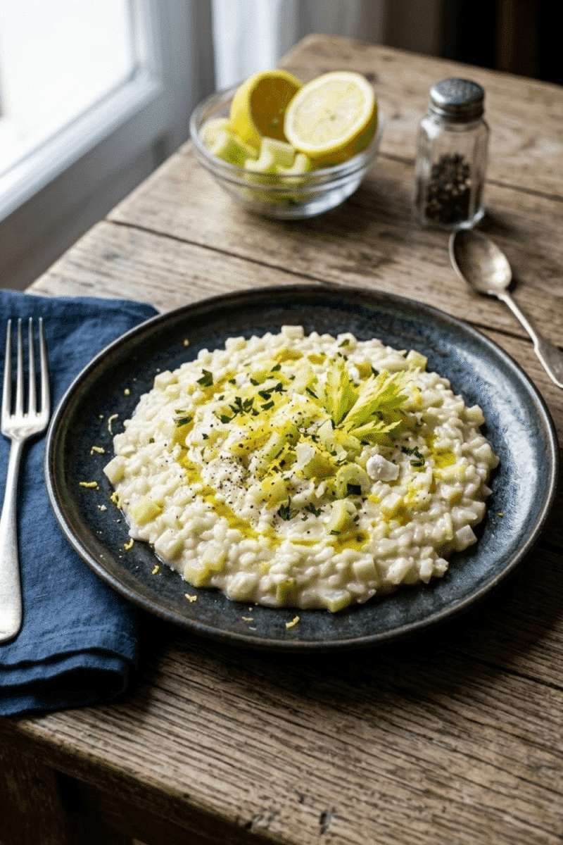 risotto au céleri et zestes de citron