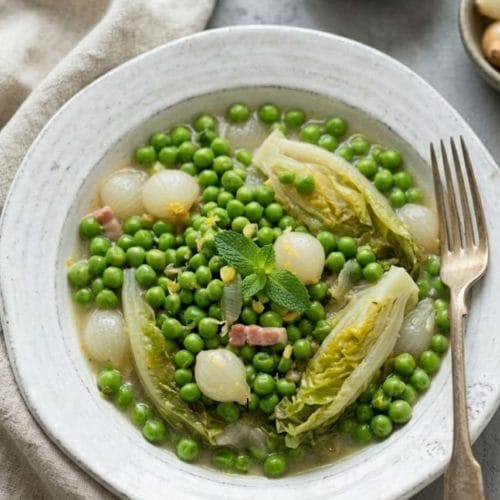 Petit pois à la française aux lardons et oignons