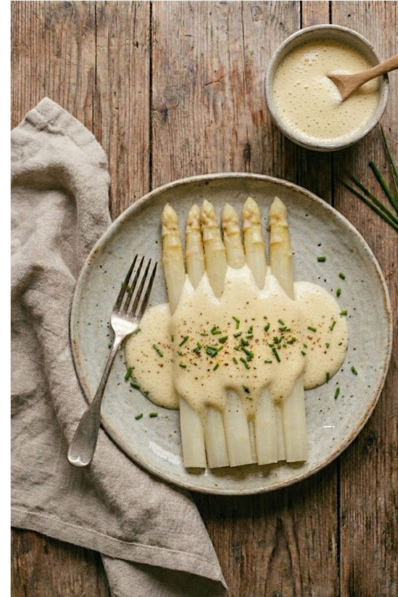 Asperges blanches et sauce hollandaise