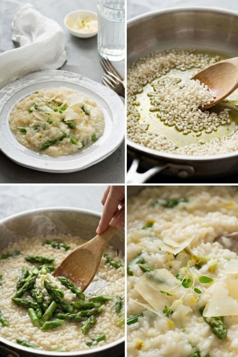 étapes risotto aux asperges vertes