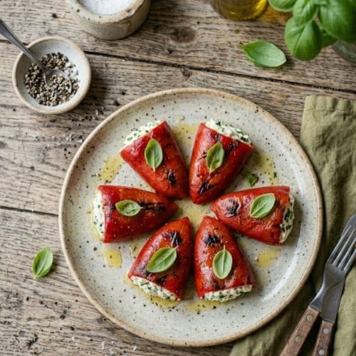 Piquillos farcis au chèvre et basilic: Prêts en 15 minutes chrono 1 Piquillos farcis au chèvre et basilic