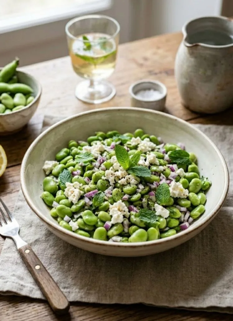 Salade de fèves fraîches à la feta