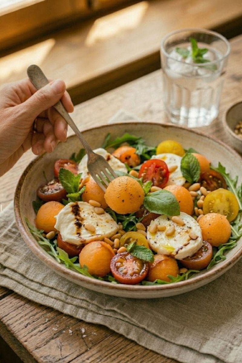Salade de melon et mozzarella Salade de melon et mozzarella
