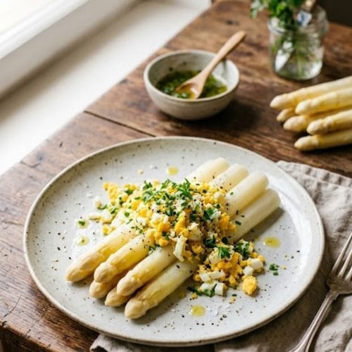 Asperges blanches oeuf mimosa