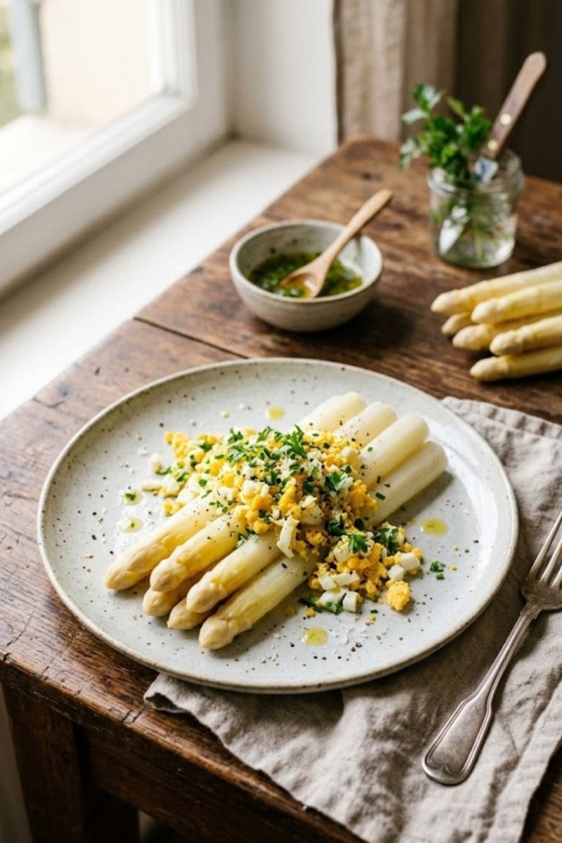 Asperges blanches oeufs mimosa Asperges blanches oeufs mimosa