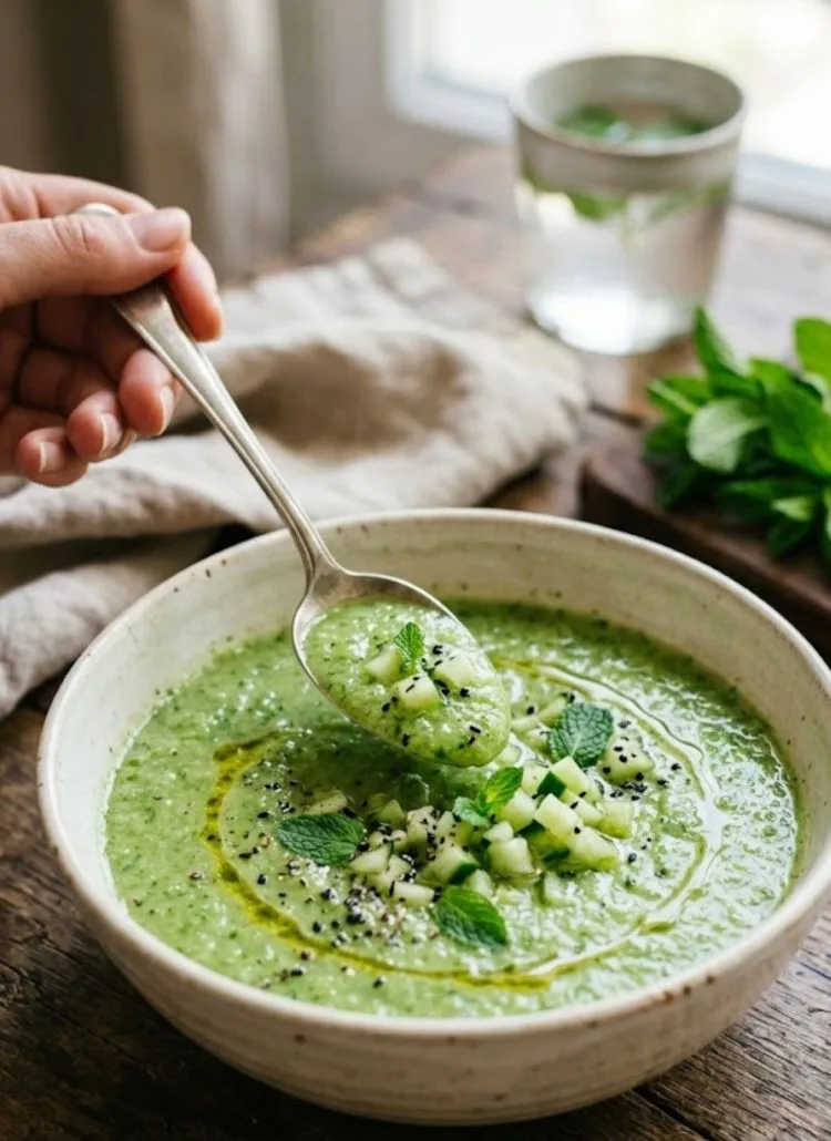 Gaspacho de concombre à la menthe