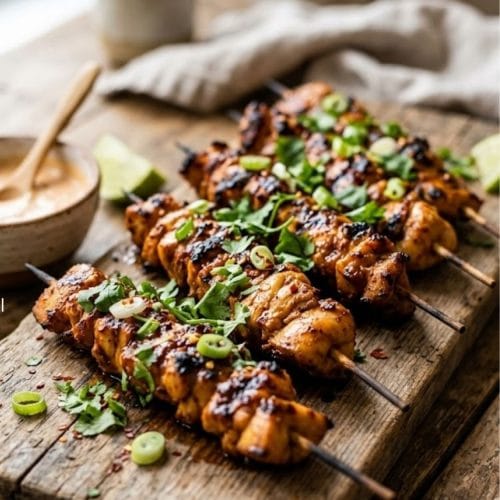 Brochettes de poulet marinées au piment chipotle