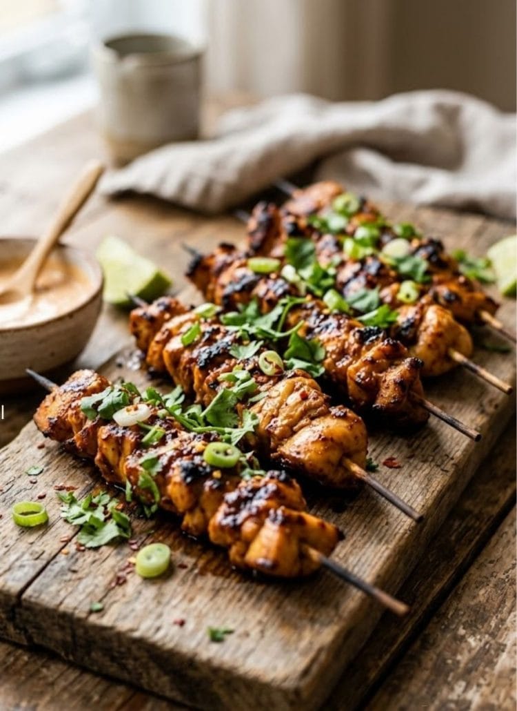 Brochettes de poulet marinées au piment chipotle