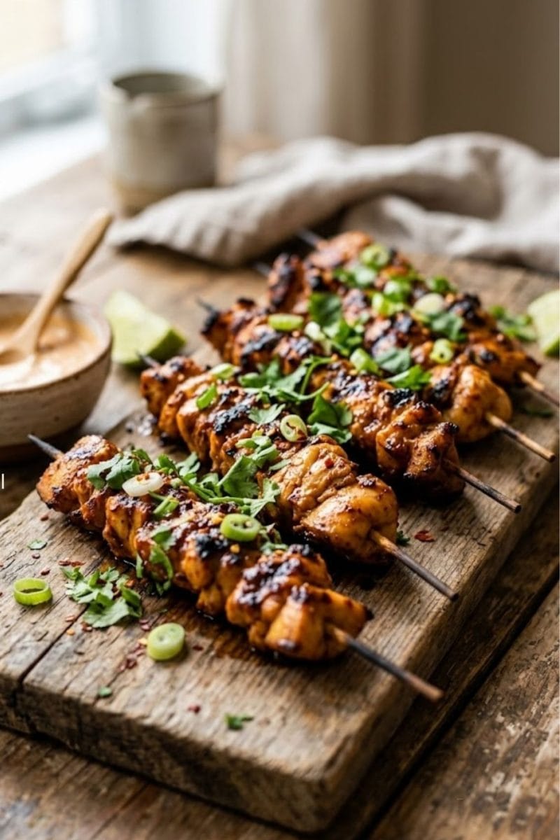 Brochettes de poulet marinées au piment chipotle