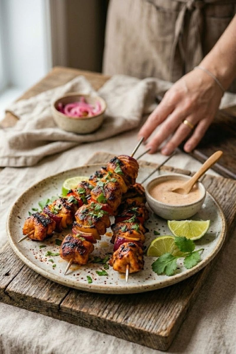 Brochettes de poulet marinées au piment chipotle