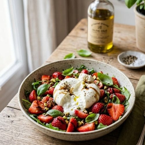 Salade de fraises et burrata