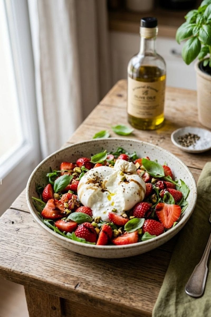 Salade de fraises et burrata