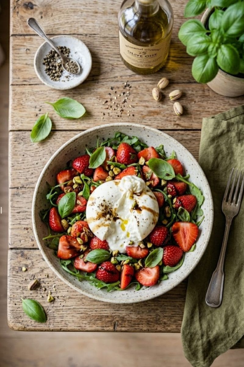 Salade de fraises et burrata