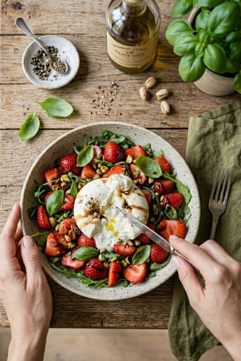 Salade de fraises et burrata