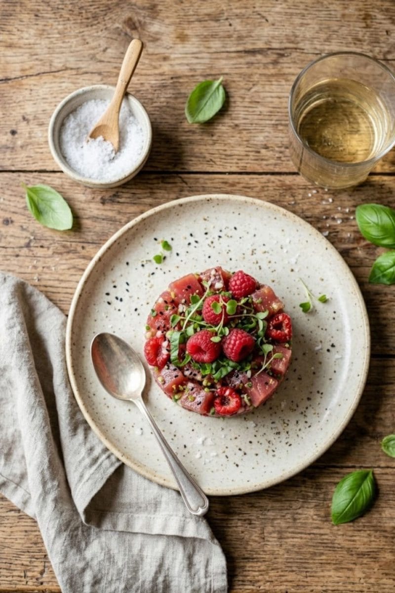 tartare de thon et framboises tartare de thon et framboises