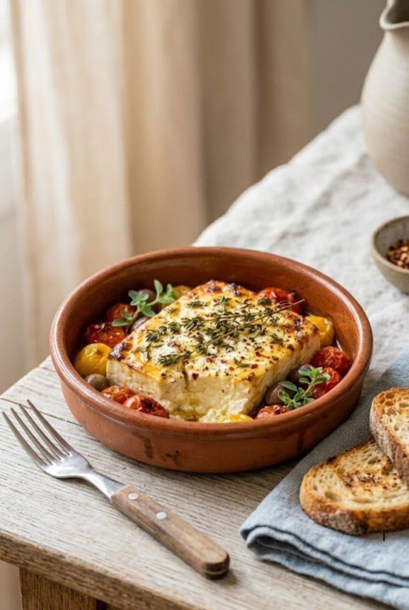 Feta rôtie au four au miel et thym Feta rôtie au four au miel et thym