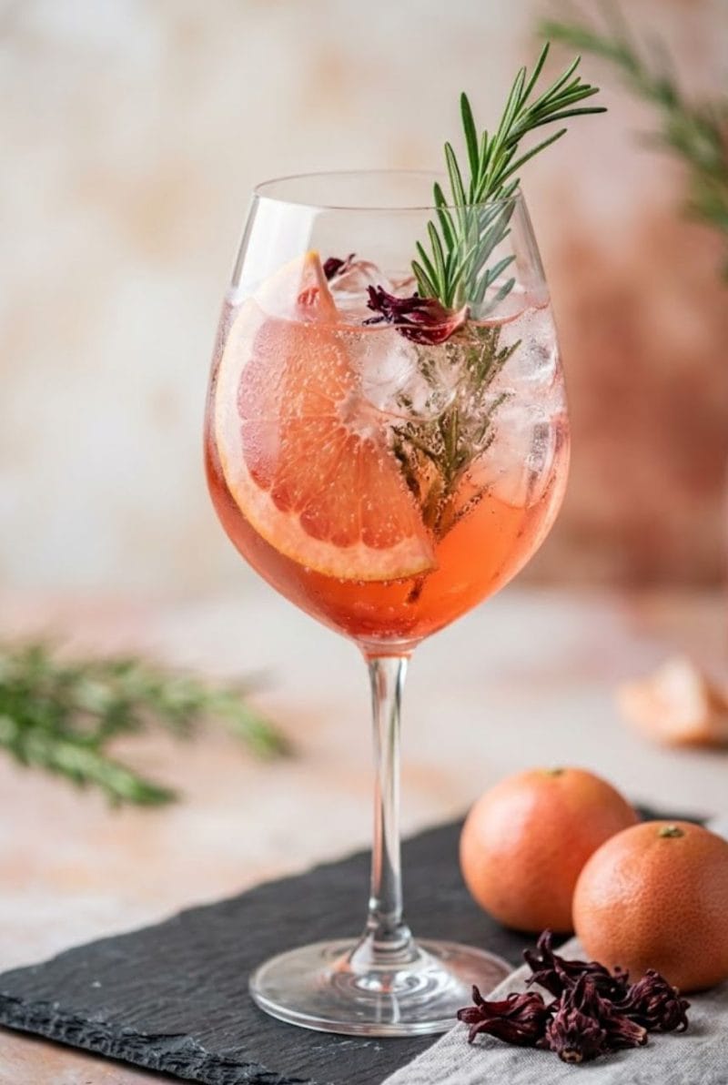 Spritz sans alcool à hibiscus et pomelo Spritz sans alcool à hibiscus et pomelo