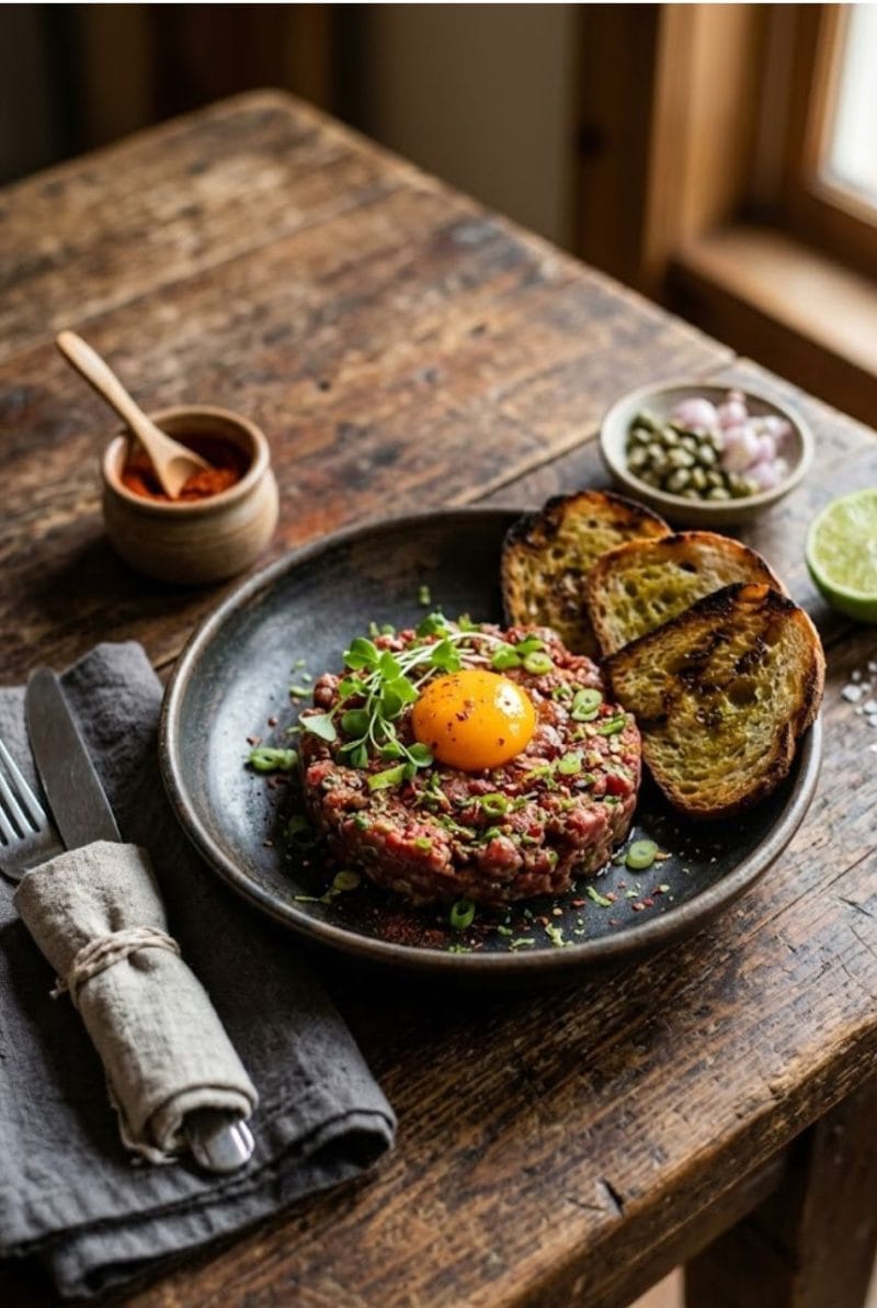 Tartare de boeuf aux épices cajun Tartare de boeuf aux épices