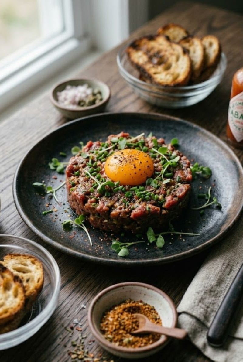 Tartare de boeuf aux épices cajun Tartare de boeuf aux épices