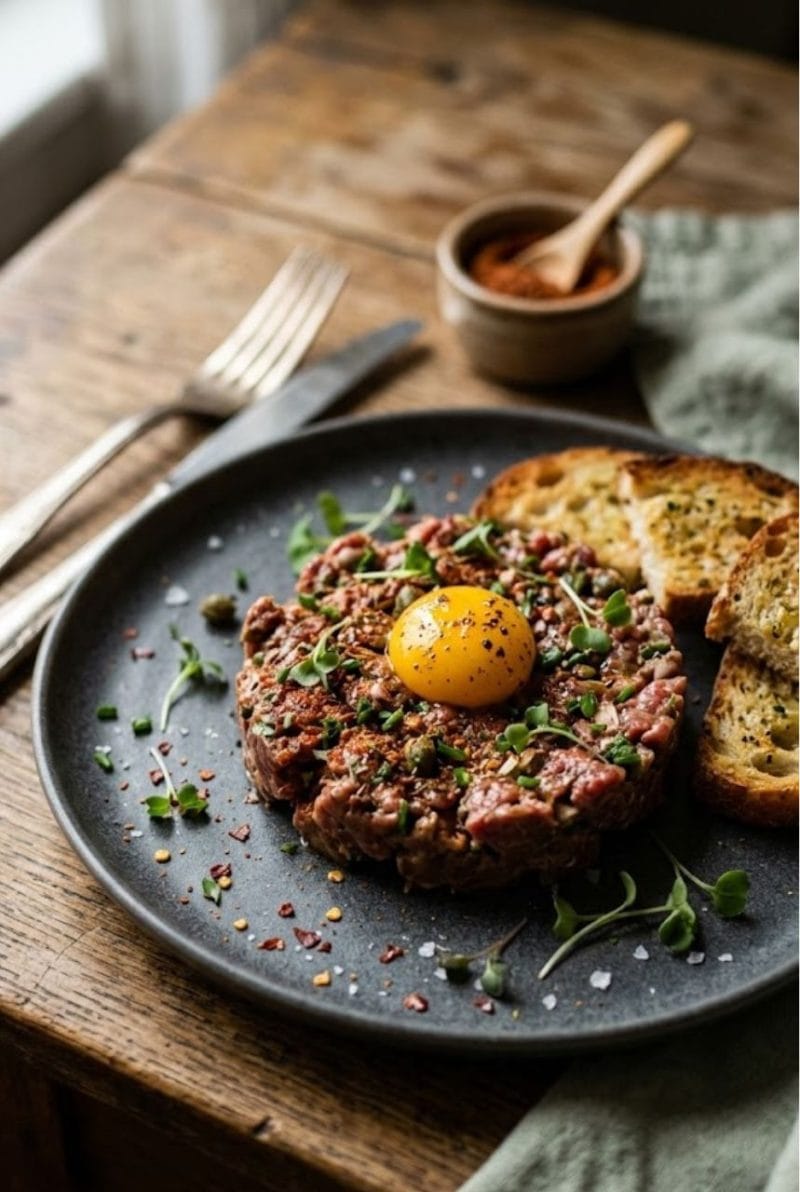 Tartare de boeuf aux épices cajun Tartare de boeuf aux épices