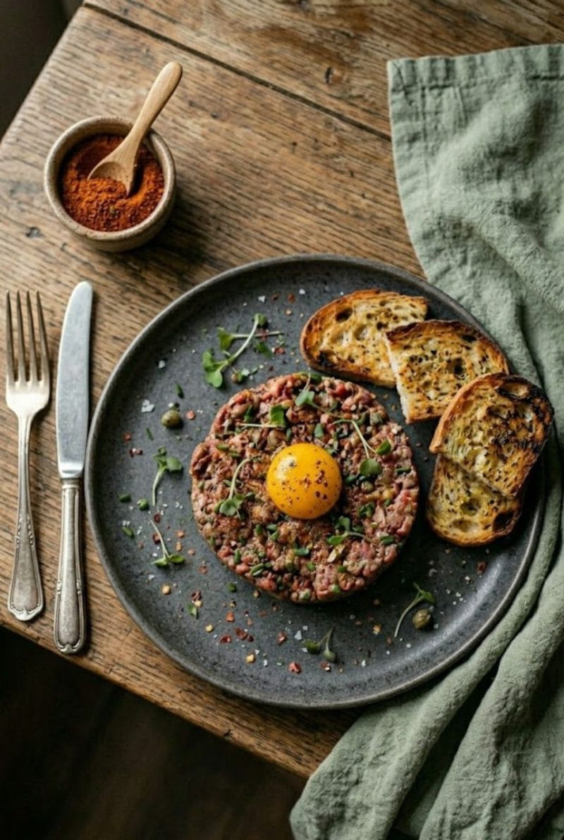 Tartare de boeuf aux épices cajun Tartare de boeuf aux épices