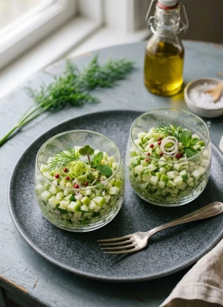 Tartare de concombre et pomme granny