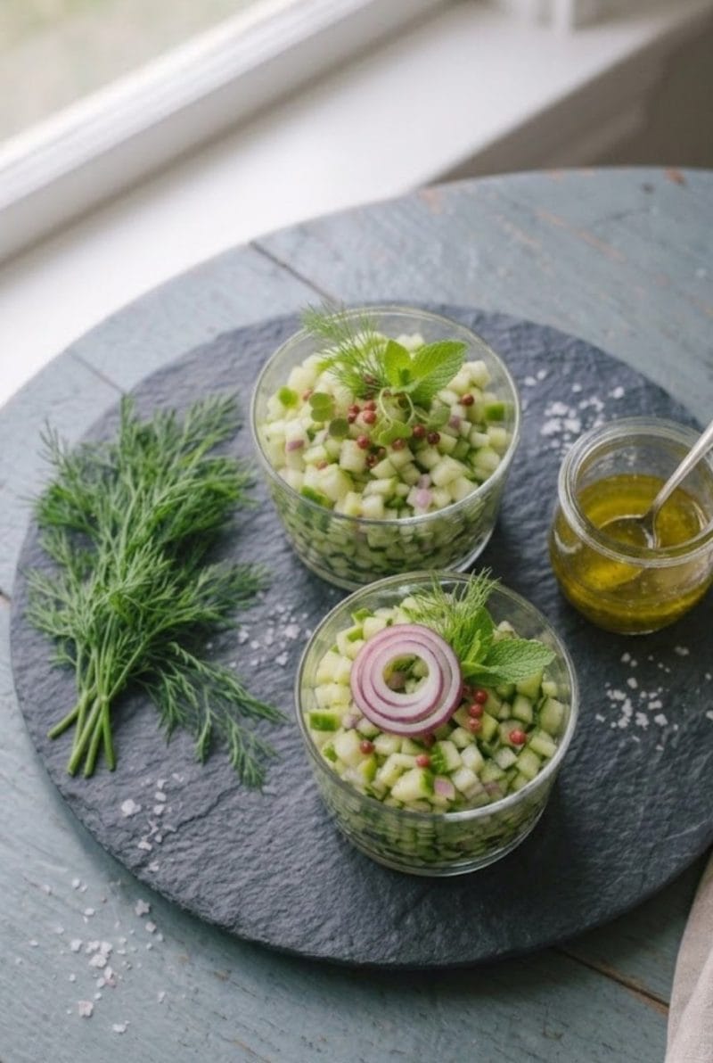 Tartare de concombre et pomme granny Tartare de concombre et pomme granny