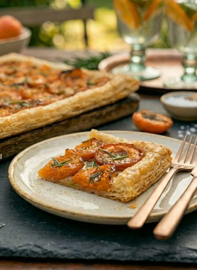 Tarte fine aux abricots et romarin