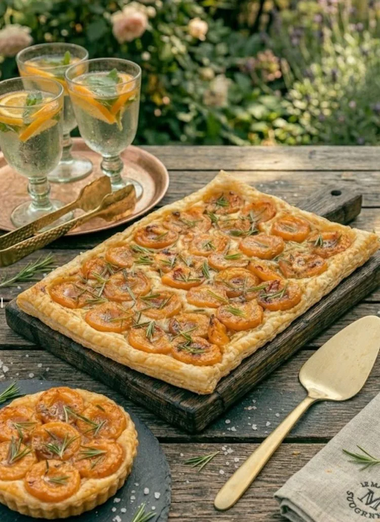 Tarte fine aux abricots et romarin