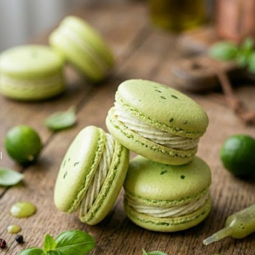 Macarons citron vert et basilic